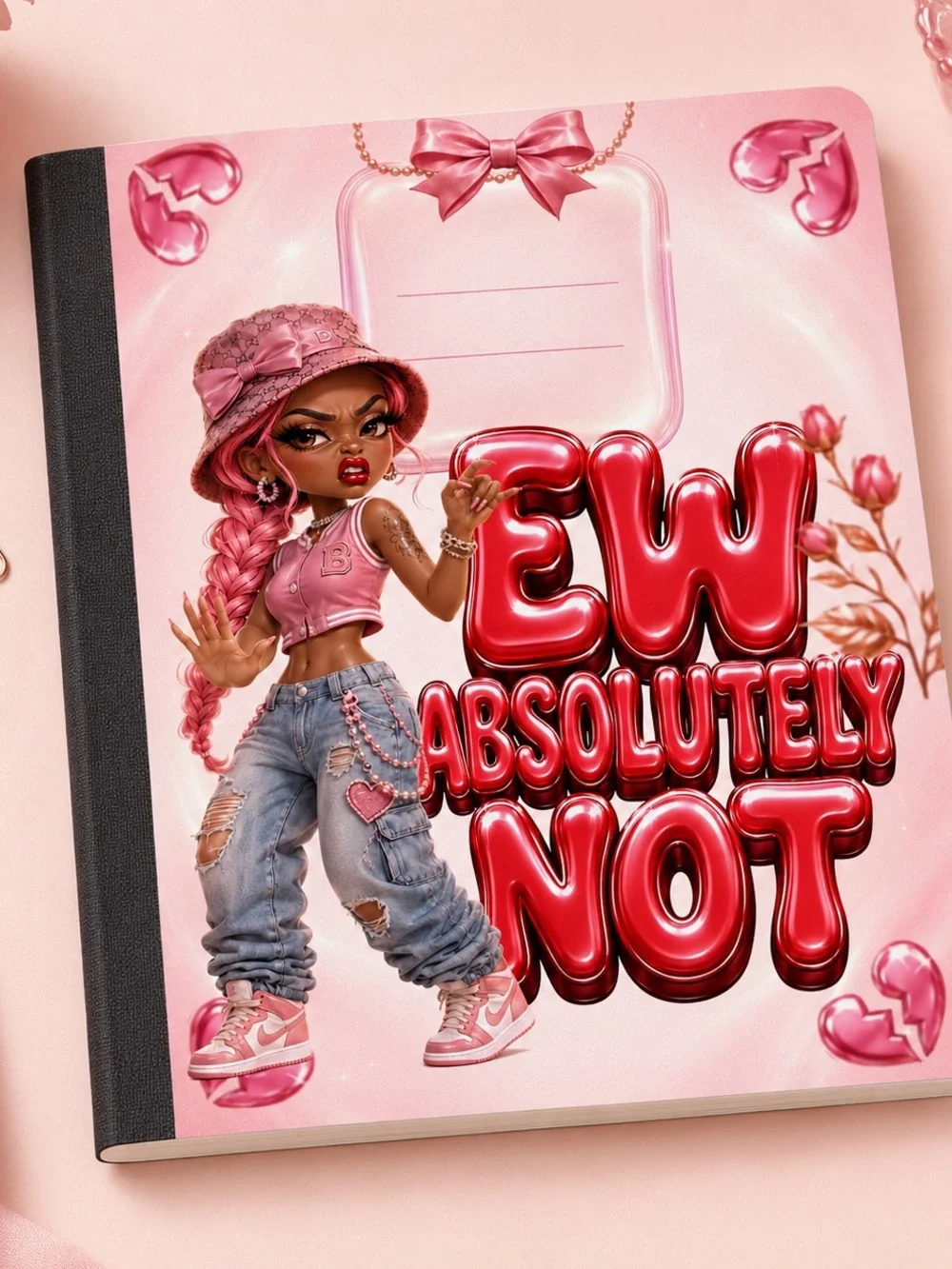 Pink Girls' Notebook - Trendy Character Design